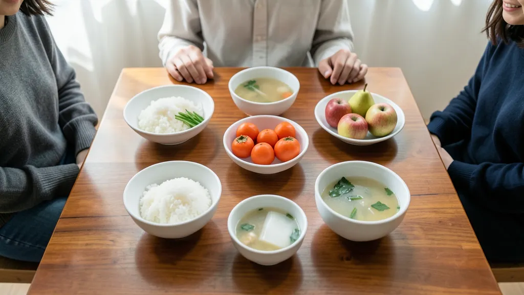 전통 제사상의 기본 열 배치를 보여주는 위에서 내려다본 진설 상차림 장면.